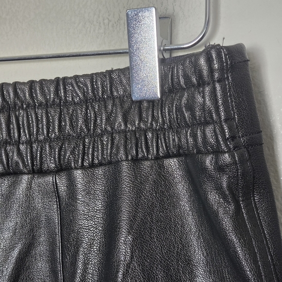 Spanx Leather-Like Jogger Pants Black Faux Leather Moto Pull-On Pockets Size L - Picture 7 of 9